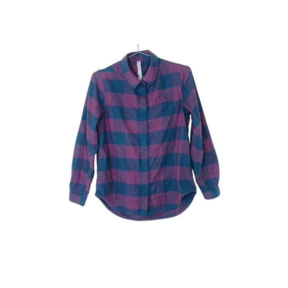 Lululemon Full Day Ahead Flannel Button Down Shirt SZ 4 - Picture 2 of 14